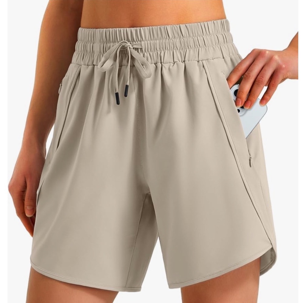 Ksmien Women's 7" Athletic Running Shorts – Tan – 2X – NWT